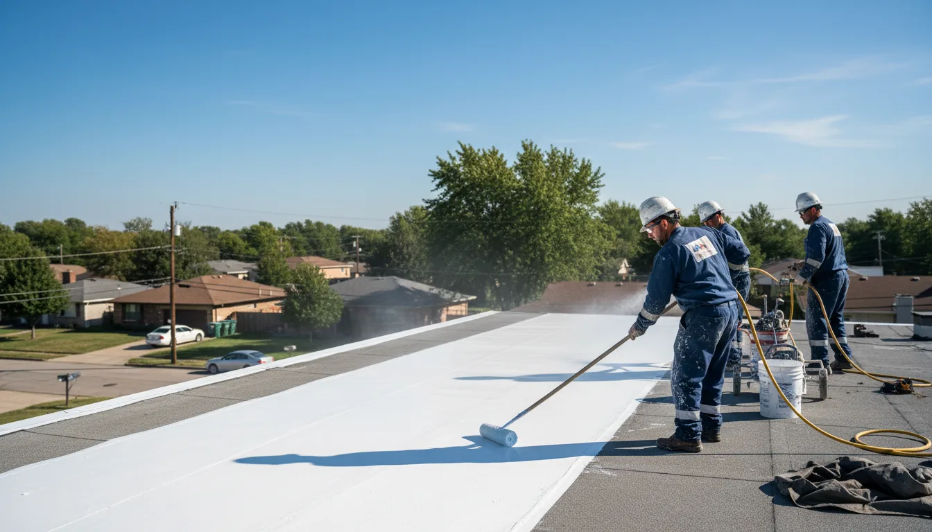 Commercial roof coating in Mora, LA near me
